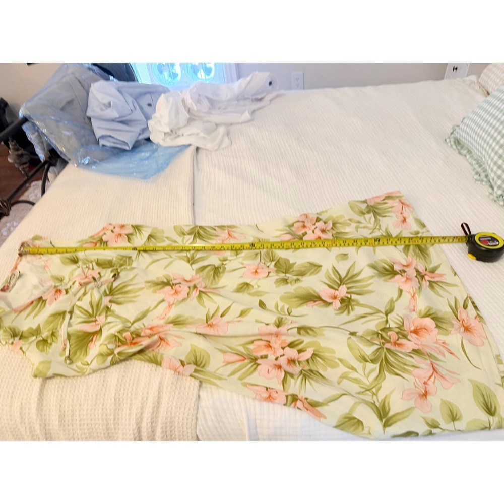 Hilo Hattie Hawaiian Original Floral Midi Dress Pink Hibiscus Tropical Large Y2K - Picture 8 of 9